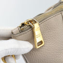 PRADA Hand Bag Vittero Dino Leather Beige Gold Auth 189096A-10