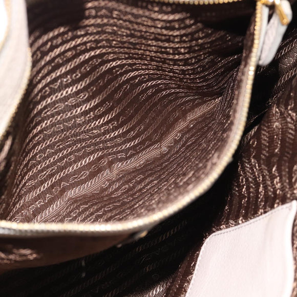 PRADA Hand Bag Vittero Dino Leather Beige Gold Auth 189096A