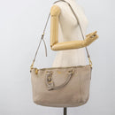 PRADA Hand Bag Vittero Dino Leather Beige Gold Auth 189096A-25