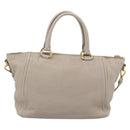 PRADA Hand Bag Vittero Dino Leather Beige Gold Auth 189096A-2