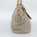 PRADA Hand Bag Vittero Dino Leather Beige Gold Auth 189096A-3