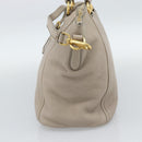 PRADA Hand Bag Vittero Dino Leather Beige Gold Auth 189096A-4