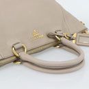 PRADA Hand Bag Vittero Dino Leather Beige Gold Auth 189096A-7