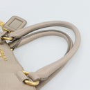 PRADA Hand Bag Vittero Dino Leather Beige Gold Auth 189096A-14