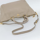 PRADA Hand Bag Vittero Dino Leather Beige Gold Auth 189096A-8