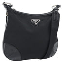 PRADA Shoulder Bag Nylon Black Silver Auth 189098A-1