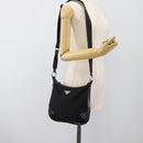 PRADA Shoulder Bag Nylon Black Silver Auth 189098A-23