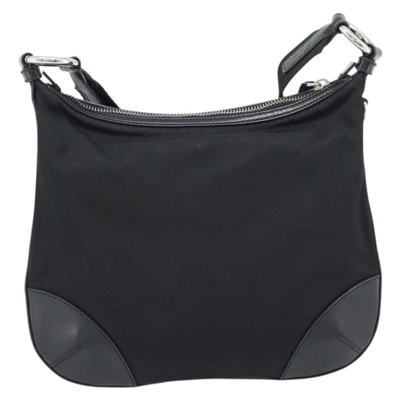 PRADA Shoulder Bag Nylon Black Silver Auth 189098A
