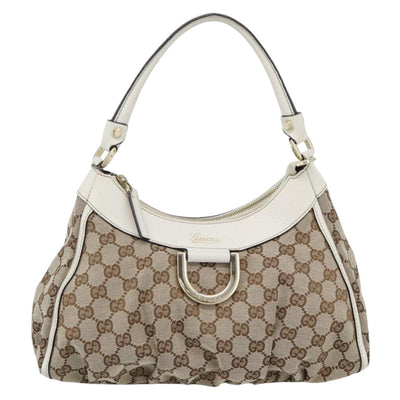 GUCCI GG Canvas Abbey Shoulder Bag Beige Gold 190525 Auth 189100A - 0