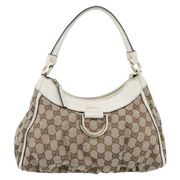 GUCCI GG Canvas Abbey Shoulder Bag Beige Gold 190525 Auth 189100A