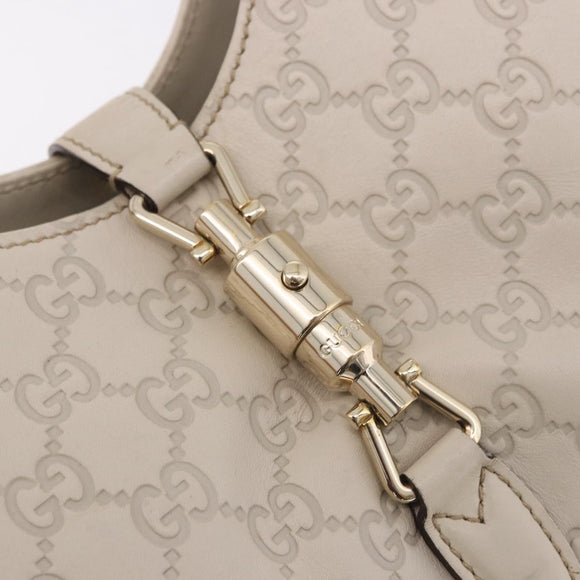 GUCCI New Jackie GG Canvas Shoulder Bag Leather Ivory Gold 145819 Auth 189101A