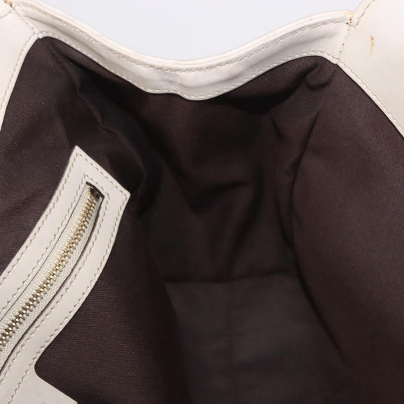 GUCCI New Jackie GG Canvas Shoulder Bag Leather Ivory Gold 145819 Auth 189101A