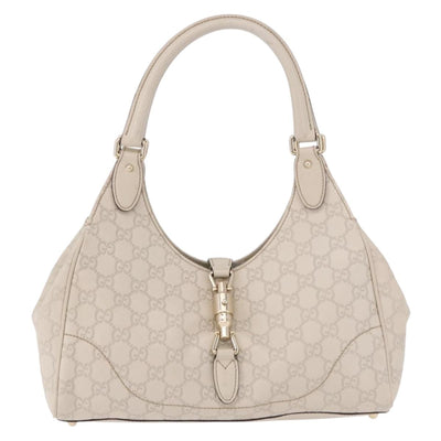 GUCCI New Jackie GG Canvas Shoulder Bag Leather Ivory Gold 145819 Auth 189101A - 0