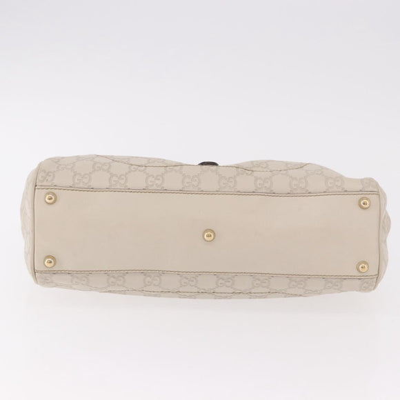 GUCCI New Jackie GG Canvas Shoulder Bag Leather Ivory Gold 145819 Auth 189101A