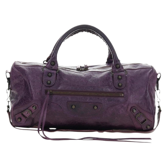 BALENCIAGA Zazigi Hand Bag Leather 2way Purple 128523 Auth 189102M
