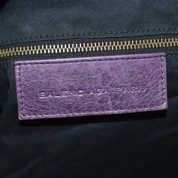 BALENCIAGA Zazigi Hand Bag Leather 2way Purple 128523 Auth 189102M