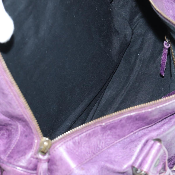 BALENCIAGA Zazigi Hand Bag Leather 2way Purple 128523 Auth 189102M