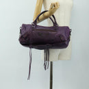 BALENCIAGA Zazigi Hand Bag Leather 2way Purple 128523 Auth 189102M-30