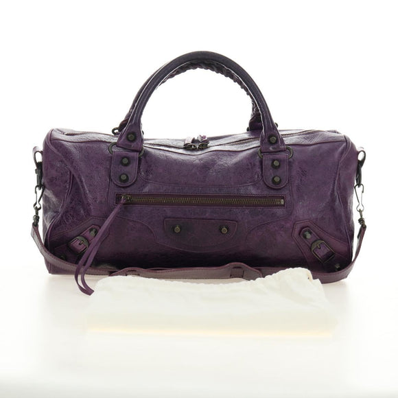 BALENCIAGA Zazigi Hand Bag Leather 2way Purple 128523 Auth 189102M