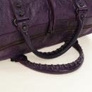 BALENCIAGA Zazigi Hand Bag Leather 2way Purple 128523 Auth 189102M-6