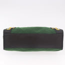 BALENCIAGA The City Hand Bag Canvas 2way Green Silver 115748 Auth 189103M-5