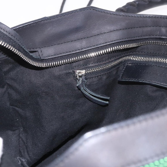 BALENCIAGA The City Hand Bag Canvas 2way Green Silver 115748 Auth 189103M