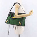 BALENCIAGA The City Hand Bag Canvas 2way Green Silver 115748 Auth 189103M-29