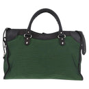 BALENCIAGA The City Hand Bag Canvas 2way Green Silver 115748 Auth 189103M-2