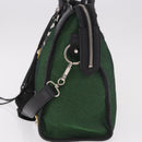 BALENCIAGA The City Hand Bag Canvas 2way Green Silver 115748 Auth 189103M-3