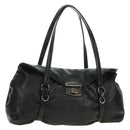 PRADA Hand Bag Leather Black Silver Auth 189104V-1