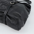 PRADA Hand Bag Leather Black Silver Auth 189104V-15