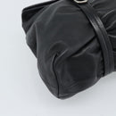 PRADA Hand Bag Leather Black Silver Auth 189104V-16
