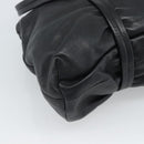 PRADA Hand Bag Leather Black Silver Auth 189104V-18