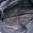 PRADA Hand Bag Leather Black Silver Auth 189104V-10