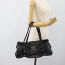 PRADA Hand Bag Leather Black Silver Auth 189104V-25