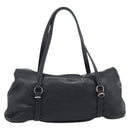 PRADA Hand Bag Leather Black Silver Auth 189104V-2