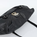 PRADA Hand Bag Leather Black Silver Auth 189104V-6