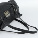 PRADA Hand Bag Leather Black Silver Auth 189104V-7