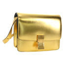 CELINE Shoulder Bag Leather Gold Auth 189106M-1