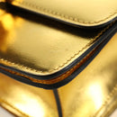 CELINE Shoulder Bag Leather Gold Auth 189106M-16