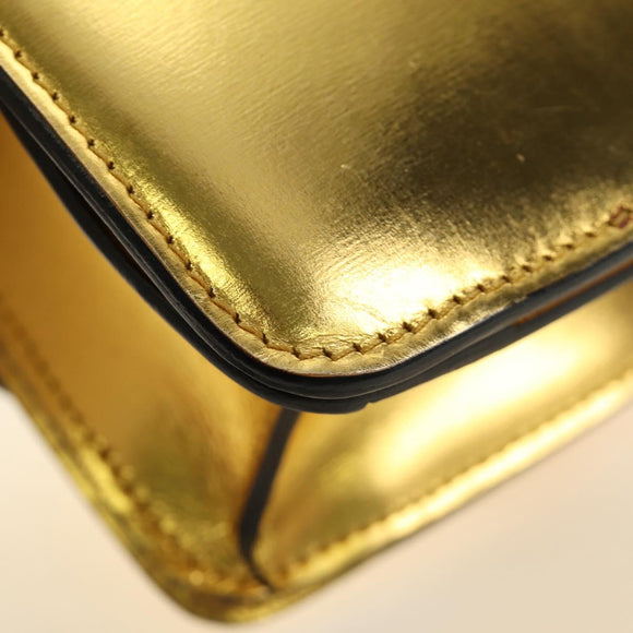 CELINE Shoulder Bag Leather Gold Auth 189106M