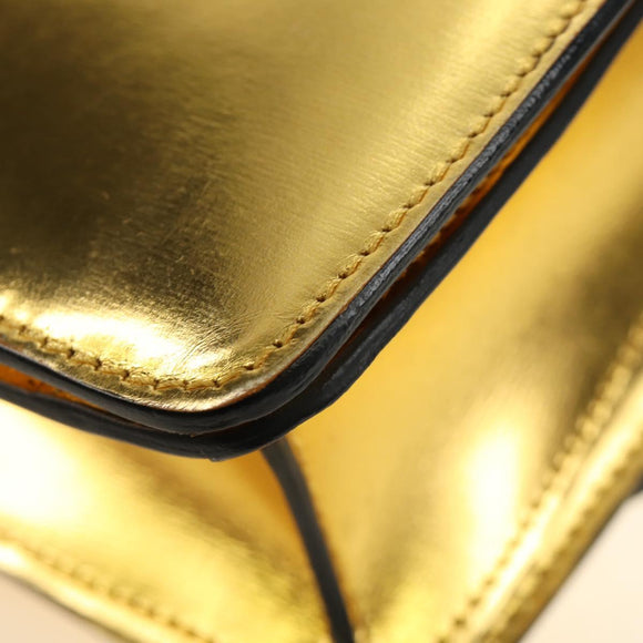 CELINE Shoulder Bag Leather Gold Auth 189106M