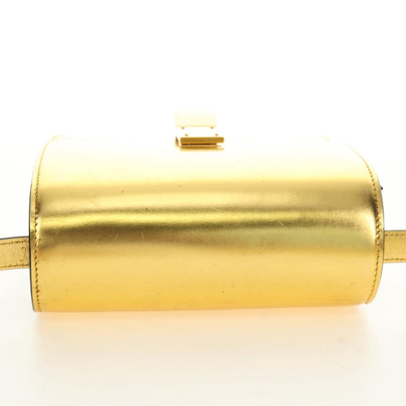 CELINE Shoulder Bag Leather Gold Auth 189106M