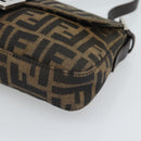 FENDI Zucca Canvas Mamma Baguette Shoulder Bag Black Brown Auth 189109V-14