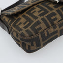 FENDI Zucca Canvas Mamma Baguette Shoulder Bag Black Brown Auth 189109V-15