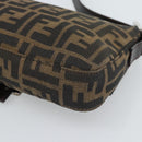 FENDI Zucca Canvas Mamma Baguette Shoulder Bag Black Brown Auth 189109V-16