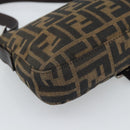 FENDI Zucca Canvas Mamma Baguette Shoulder Bag Black Brown Auth 189109V-17