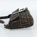 FENDI Zucca Canvas Mamma Baguette Shoulder Bag Black Brown Auth 189109V-3