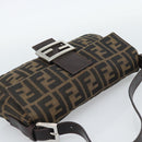 FENDI Zucca Canvas Mamma Baguette Shoulder Bag Black Brown Auth 189109V-6