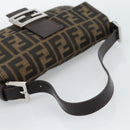 FENDI Zucca Canvas Mamma Baguette Shoulder Bag Black Brown Auth 189109V-7